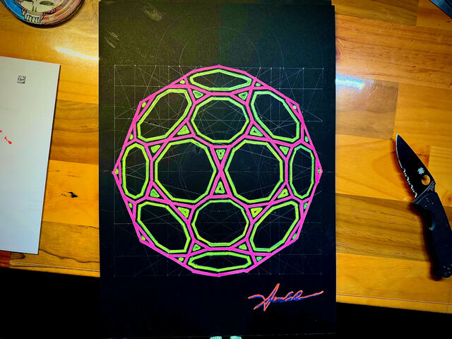 Compound of six icosidodecahedra in UV ink