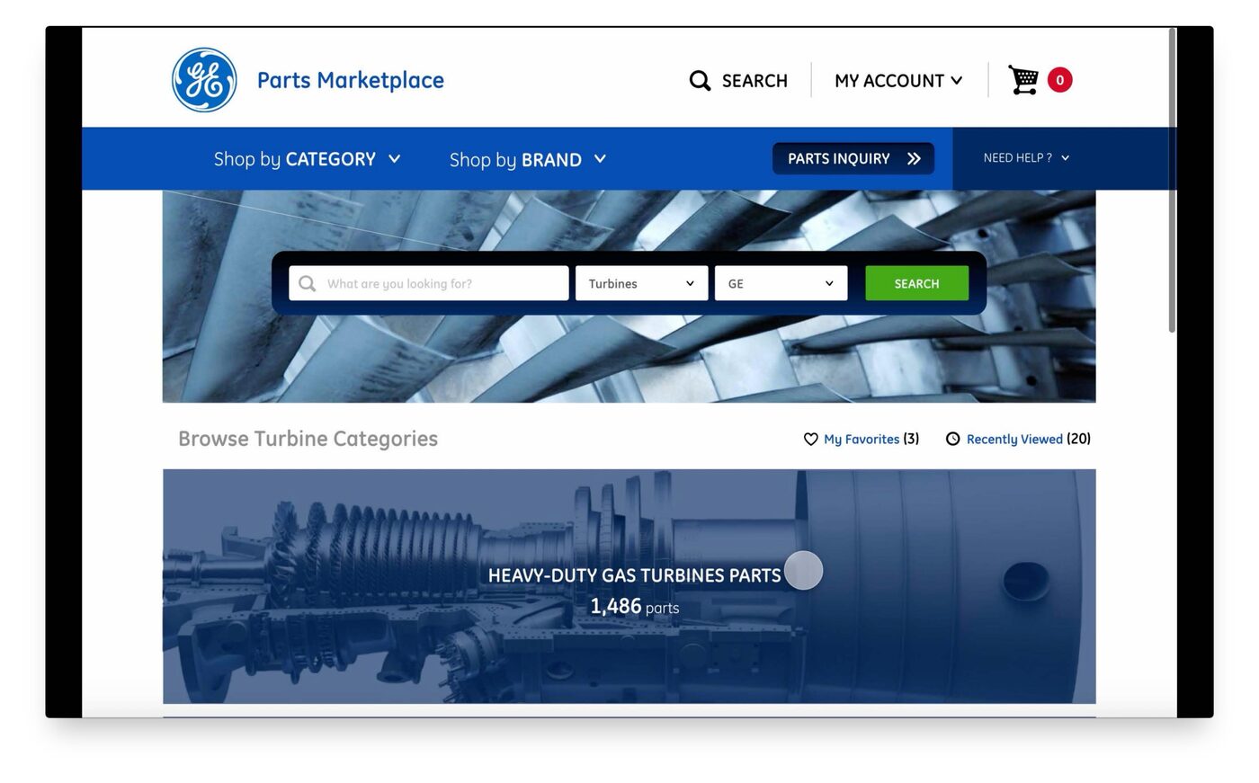 GE Parts Marketplace e-commerce